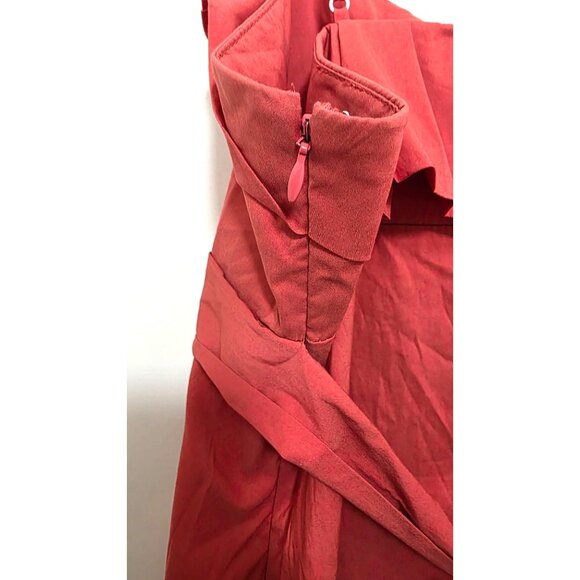 BCBG Max Azria Orange Baby Doll Sleeveless Embroidered Hem Top Ruffle Detail L - Picture 4 of 10